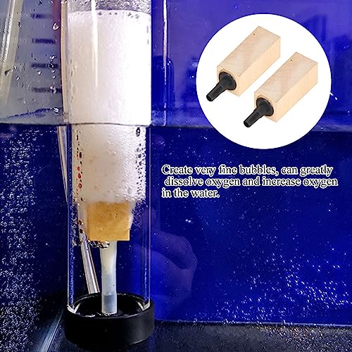 2 PCS Aquarium Wood Air Stones, Wooden Fish Tank Bubbler Stones, Air Bubble Diffuser for Pond, Hydroponic, Circulation System