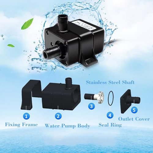 DC 12V Submersible Mini Water Pump,240L/H 5W Ultra-Quiet Micro Brushless Pump 3M Pumping Head Water Pump for Aquarium Fish Tank Hydroponics(1 Pack) - color: 1 Pack