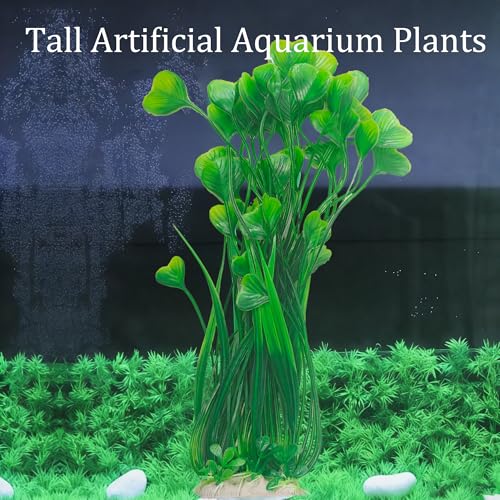 2Pcs Plastic Fish Tank Plants, Extra Large Artificial Aquarium Plants, Tall Seaweed Decorations, Realistic Aquatic Decor for Freshwater and Saltwater Aquarium(Green)