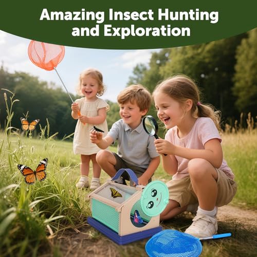 Kids Bug Catcher, Bug Catching Set with Butterfly Net, Insect Toys Collection Box, Insect Habitat, Kids Adventure Set Outdoor Toys-Nature Exploration Set for Kids 3+ Years - color: Insect Catching Kit