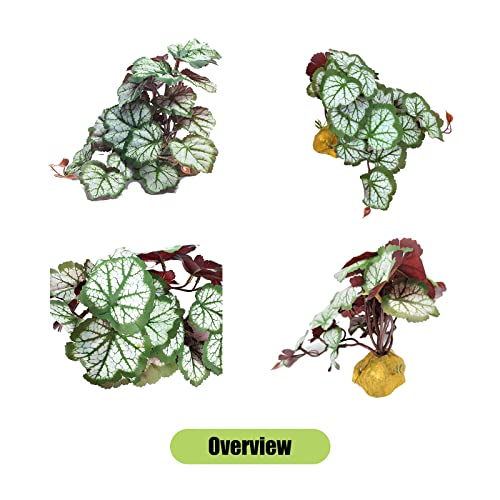 Woyrise Reptile Artificial Plants for Terrarium Decor, Amphibian Habitat Hideout Bearded Dragon Tank Decorations fit Crested Gecko Leopard Lizard Chameleon Ball Python Snake Frog - Saxifrage