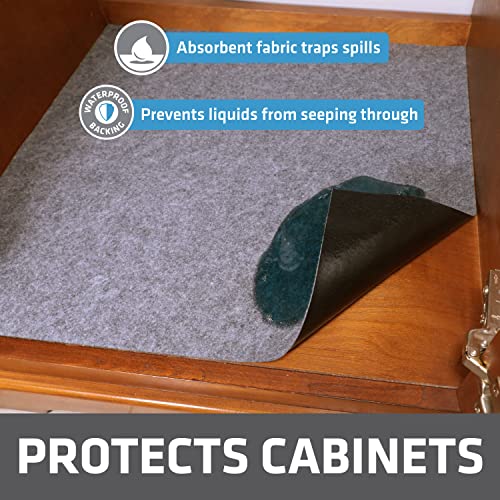 Drymate Premium XL Under Sink Mat, Waterproof Cabinet Protection Mats for Kitchen & Bathroom, Absorbent Shelf Liners, Slip-Resistant, Machine Washable (USA Made)(24”x59”)(Light Grey)(12-Pack) - color: Light Grey, size: 24" x 59" (12-Pack)