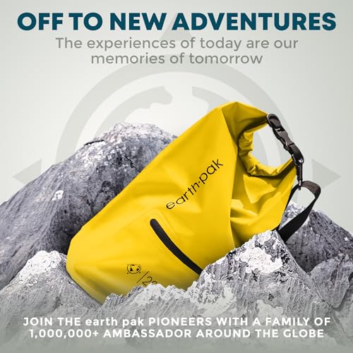 Earth Pak Waterproof Dry Bag with Zippered Pocket - Waterproof Dry Bag Backpack Keeps Gear Dry - color: Yellow, size: 20L