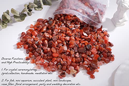 Red Carnelian Crystal Polished Rocks 0.3-0.4" Tumbled Reddish Brown Agate Stones Chips Quartz Stone Crushed Healing Crystals Natural Gem Home Decoration Aquarium Plants Vase Filler Ornament 0.6lbs - color: Red Carnelian, size: 0.55 Pound