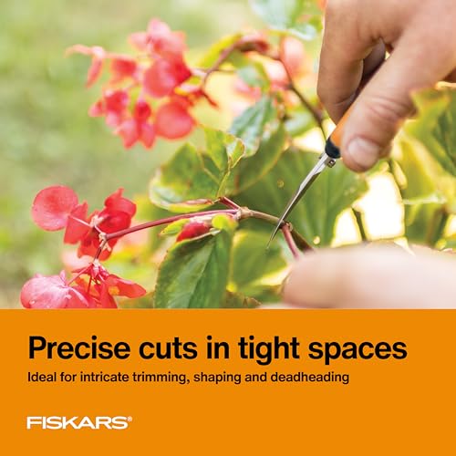 Fiskars Curved Micro-Tip Pruning Snips - 6" Garden Shears with Sheath and SoftGrip Handle - Yard and Garden Tools - Orange/Black - style: Pruning Snips (Curved)