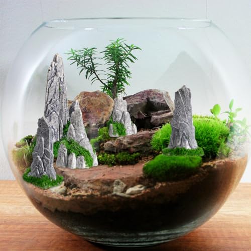 VOSAREA 8pcs Mini Rockery Small Bonsai Rockery Figurines Resin Statues Landscape Fake Mountain Outdoor Garden Ornament