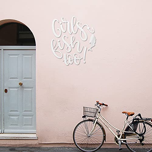 Decal Stickers of Girls Fish Too (White) (Set of 2) Luxury Weatherproof Vinyl Decal Stickers for Laptop Desktop Smartphone Car Dirt Bike Wall Room Mason Jar Bathtub Door - BICVER1c33531WHW19Y24 - color: White, size: 3.8'' x 4.1''