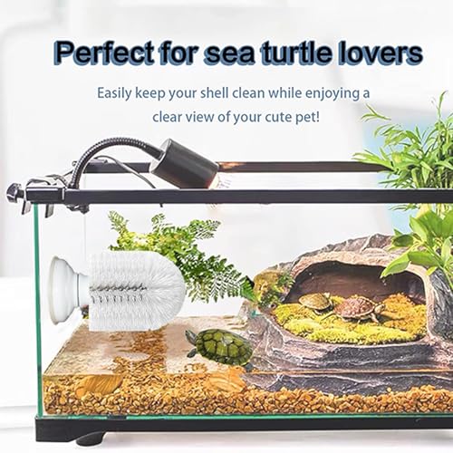 Turtle Brush with Suction Cup, Screw The Upgraded Turtle Scrub Brush Tightly on The Glass, It is Not Easy to Fall Off and Slide, Helping The Turtle Remove Dirt on The Back and Abdomen.