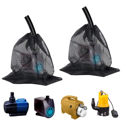 2pcs Pond Pump Cover Filter Bag, 19.3x18.5in Black Media Water Pump Barrier Drawstring Bags Box with Anti-Clogging Mesh Accessories for Outdoor Aquarium Ponds Swimming Pools Garden