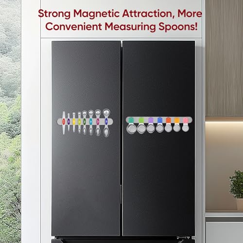 Magnetic Measuring Spoons Set with Strong N45 Magnets, Heavy Duty Stainless Steel Metal, Fits in Most Kitchen Spice Jars for Baking & Cooking, BPA Free, Multicolor - color: Measuring Spoons Set(Colorful)