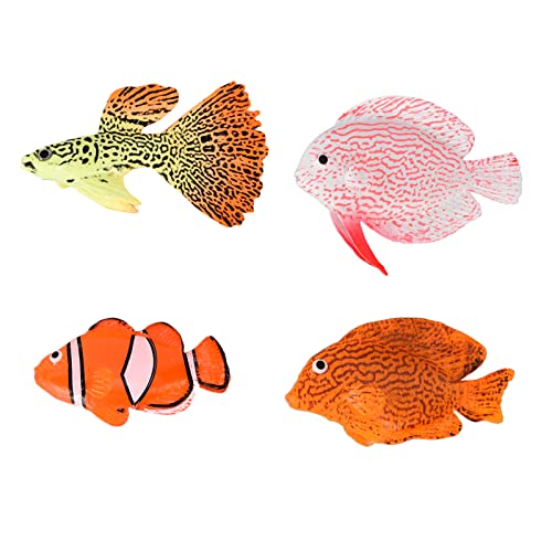 AquaVivid 7pcs Fish Tank Floating Decorations Silicone Artificial Fish Set with Suction Cups for Freshwater and Saltwater Aquarium Landscaping