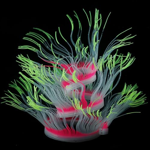 WishLotus Fish Tank Coral Ornaments, Artificial Soft Silicone Aquarium Coral Decorations Colorful Lifelike Glowing Fish Tank Decorations Accessories for Aquarium Landscaping (Yellow) - color: Yellow