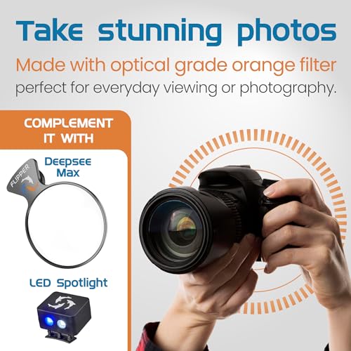 Flipper DeepSee Viewer Orange Magnifying Glass Lens Attachment for Flipper Deepsee MAX 5" Magnetic Aquarium Glass Magnifier - Ideal for Full Color Coral and Reef Pictures & Film Photography - Black - color: Black, size: MAX 5"