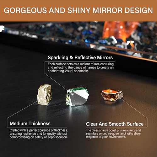 NUPICK 10 Pound Fire Glass, 1/2 Inch Reflective Fire Pit Glass, Tempered Firepit Glass Rock for Propane or Natural Gas, Glass Rocks for Fire Pit Table or Fireplace, Gold & Green & Copper Mix - color: Gold & Green & Copper Mix, size: 10 Pound (1/2")