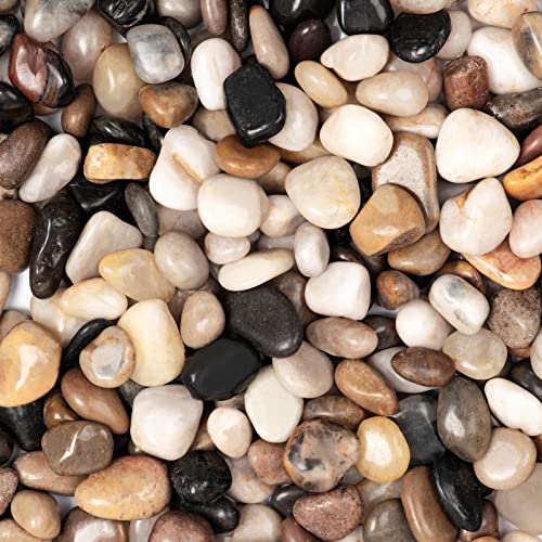 5lbs Natural River Rocks, Polished Pebbles for Plants Garden, 0.3-0.8 inch Decorative Peach Stones, Ideal for Fish Tank, Vases, Crafting, Home Decor and Garden Landscaping Rocks,Mix - size: 5 Pounds, style: Mixed