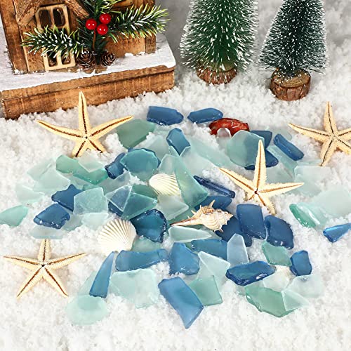 Jetec Sea Glass for Crafts Pieces Seaglass Decor Flat Frosted Sea Glass Ornaments Vase Filler Crushed for Beach Wedding Party Decor Home Aquarium DIY Craft Supplies,11 oz(Blue, White, Green) - color: Blue, White, Green, size: 11 Ounce (Pack of 1)