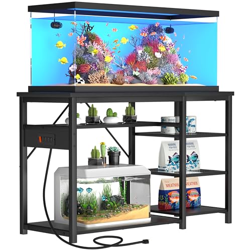 GRLEAF 40-50 Gallon Aquarium Stand: 900LB Capacity, Built-In Power Outlets, 3-Tier Shelves for Fish Tank Accessories Storage, Heavy-Duty Steel/Wood Hybrid for Fish & Reptile Tanks | Excludes Tank - size: 40-50 Gallon