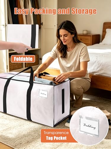 SWEET DOLPHIN 12 Pack 200LB Heavy-Duty Moving Bags with Wrap-Around Handles, Extra Large Storage Totes for Space Saving, Clothes Storage Bags, College Dorm Essentials, Semi-Transparent, 24 Gal - color: Semi-Transparent, size: 12 Pack - 24 Gal