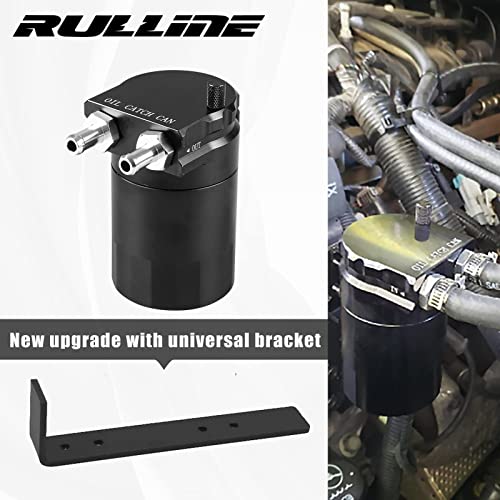 RULLINE Universal 350ml Reservoir Tank Oil Catch Can Tank 0046 Aluminum Polish Baffled Reservoir with Bracket Black - color: Black, size: Upgraded version with bracket