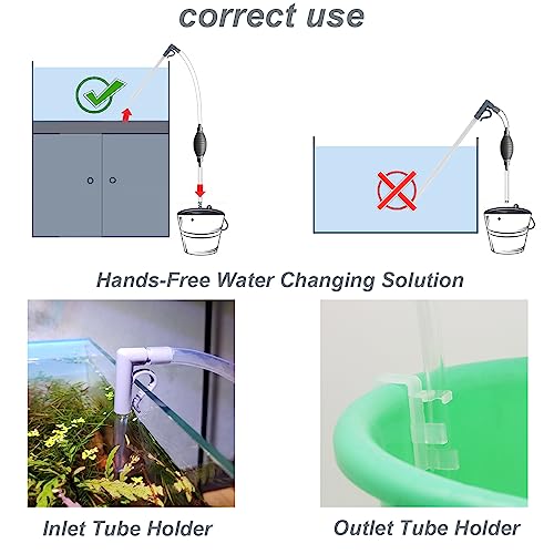 Compact Aquarium Siphon Vacuum and Water Changer Kit with Cleaning Brush. Perfect for Simultaneous Water Changing and Cleaning in Small Fish Tanks. Gravel and Sand Cleaning.