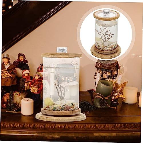 Garneck 1 Set Rotating Fish Bowl Unique Desktop Aquarium Tank with Phyllostachys Pubescens Frame for Home and Office Decor for Gardens and Craft Displays