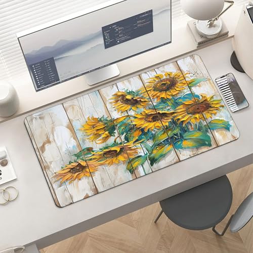 XXL Gaming Mouse Pad Sunflower Wood Flower XXL Gaming Mouse Pad Large Desk Mat Protector for Desktop, Anti-Slip Rubber Extended Computer Keyboard Mat Writing Pad for Work Office, 11.8*27.5 In,B-1483 - color: B-1483, size: 11.8*27.5 In