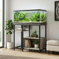 Heavy Duty 40-50 Gallon Aquarium Stand - Metal & Wood, 4-Tier Open Storage Shelves, Drawer, Power Outlets, Sturdy Legs, Supports up to 660LBS, 36.6" x 18.9" x 30.7" - Gray - color: Gray