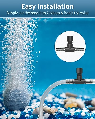 Pawfly Aquarium Air Control Valves for 3/16" ID Airline Tubing Single Way Plastic Air Flow Controllers Regulators Adjustable Black Hose Connectors Air Pump Accessories for Fish Tanks, 10 Pack - color: Black