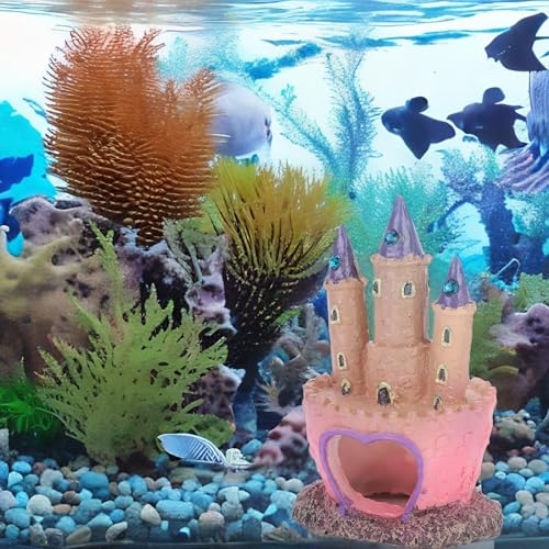 Castle Aquarium Decoration, Castle Fish Tank Decorations Girl Aquarium Decorations Princess House Castle Fish Tank Ornament Heart Castle Aquarium Ornament for Aquatic Pets to Breed Play and Rest