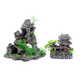 Saim Large Aquarium Decorations Set– Resin Castle and Mountain View Stone Ornament, 2Pack Fish Tank Rock Decor & Aquatic Plant Background for Freshwater/Saltwater Tanks (11.5x6x10.6+5.83x3.74x5.91) - size: 11.5x6x10.6+5.83x3.74x5.91