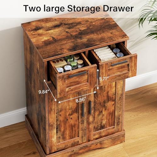 10 Gallon Aquarium Stand, Fish Tank Cabinet with 2 Drawers, Aquarium Stand for 5-10 Gallon Fish Tank Accessories Storage, 20.5" x 11.0" Tabletop, Rustic Brown PTBX02BR - color: Rustic Brown, size: 5-10 Gallon