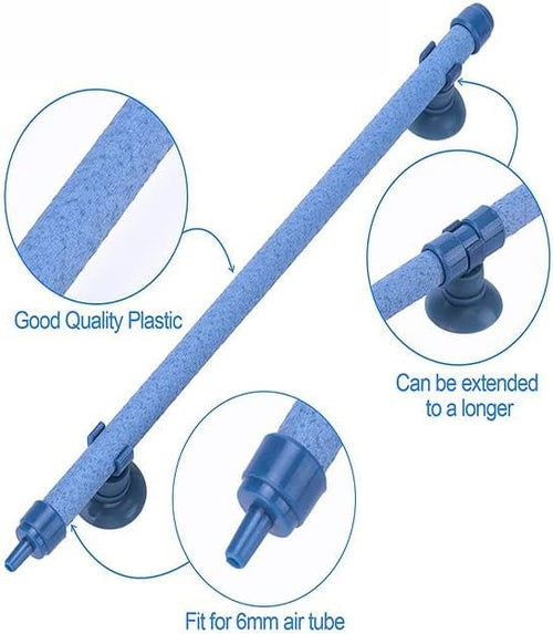 2 PCs 10 Inch Aquarium Bubble Wall Air Stone Bar, Air Stone Bar Tubes with Suction Cups, Spray Aeration for Fish Tank Hydroponics Pump，Blue