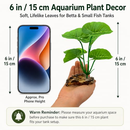 2-Pack Aquarium Decor Fish Tank Decorations 6-inch Betta Fish Tank Plants Leaf Hammock, Artificial Silk Aquarium Plants Betta Tank Accessories, Goldfish, Reptiles Plant Decor Driftwood - color: A (2-pack)