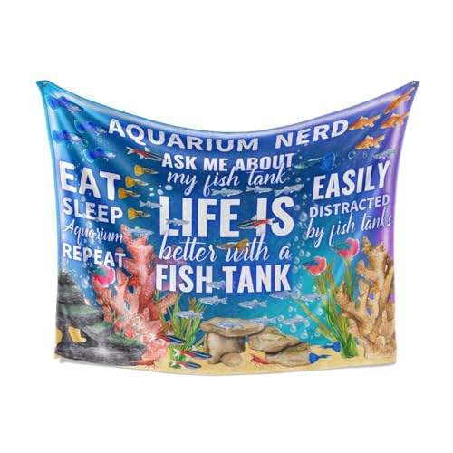 Huglanket Gifts for Aquarium Lovers, Fish Tank Lovers Gifts, Perfect for Birthday/Christmas, 50'' x 65'' Unique Design Flannel Plush Blanket