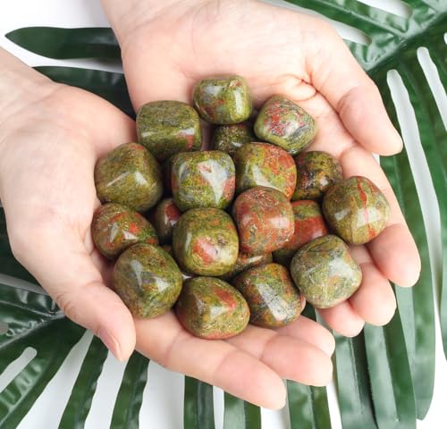 DUQGUHO Unakite Healing Crystals Stones Set Natural Crystals Bulk Irregular Tumbled Polished Crystal Stones 0.45 lbs - color: Unakite