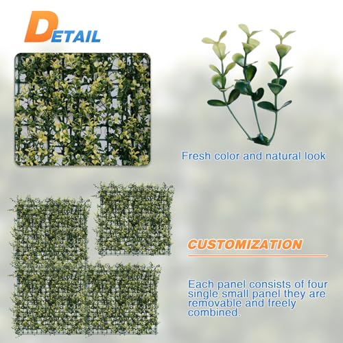 TANG 20"x20"-1PC Artificial Greenery Boxwood Panels Grass Wall Panel, Faux Privacy Fence Ivy Screens Backdrop Fake Hedge for Indoor Outdoor Wedding Décor, Beige Buxus Panel - color: Beige Buxus Panel, size: 20"x20"