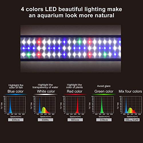 Upgraded Aquarium Light LED Full Spectrum 72-84 inch Hood Lamp for Freshwater Marine Plant 180-210 cm Multi-Color Decorations Fish Tank Light - color: Full Spectrum 72-84 inch