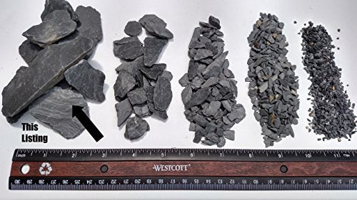 Natural Slate Stone 1 to 3 Inches - USA Sourced and Packaged for Aquascaping Aquariums, Terrariums, Paludariums, Reptile Enclosures, Wargaming, Models, Mosaic Art, Miniature Fairy Gardens (2lbs Grey) - style: 2lbs