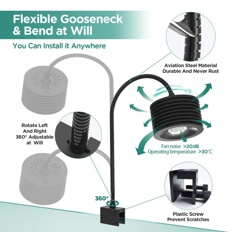 Lominie LED Aquarium Light, Planted Tank Light 4 Channels Remote Control 6500K Aquarium LED Lamp for Freshwater Fish Tank Refugium with Gooseneck (A20 Freshwater) - color: A20 freshwater
