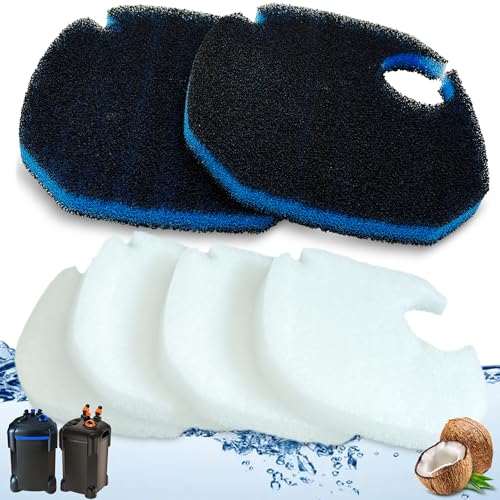 Large Cotton White Floss Pads and Activated Carbon Sponge Bio Filter Pads Refill Kit for AMOSIJOY Aquarium Canister Filter, Compatible with 396/528/660GPH Canister Filter (Large for 396/528/660GPH) - size: Large for 396/528/660GPH