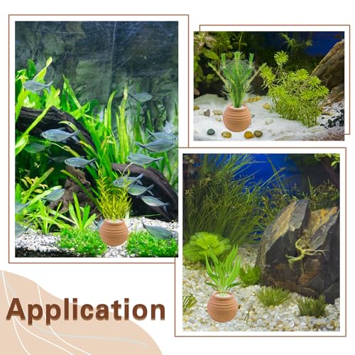 4 Pack Aquatic Plants Fixed Ring Set, Anti-Floating Ceramic Planter for Fixing Water Plants, Aquarium Decoration Fish Tank Accessories Landscaping Ornaments, Red - color: Red