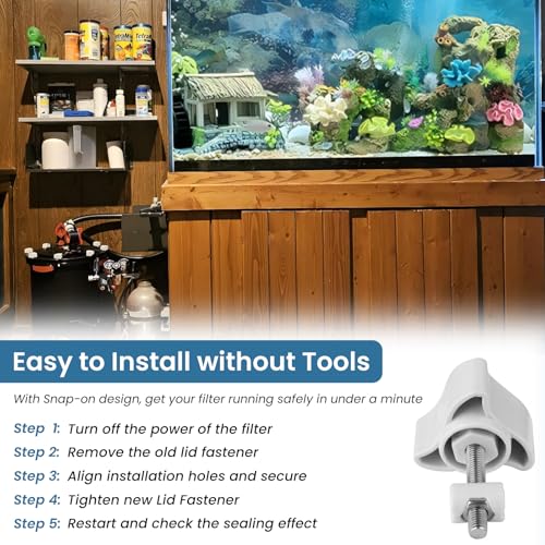 6 Set Lid Fastener Compatible with Fluval FX6/FX4/FX2 Heavy Duty Replacement Canister Filter Fasteners, Durable Replacement Clips Easy Snap-On Installation Leak-Proof