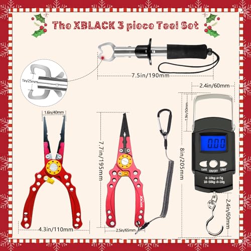 XBLACK Fishing Tool Kit Fishing Pliers Fish Gripper Fishing Scale Fish Grip Tools Set Saltwater Resistant Fishing Gear - color: Advanced Set - C