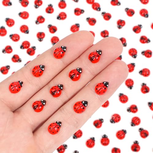 300pcs Luminous Mini Resin Ladybug Decor Tiny Ladybug for Crafts Dollhouse Miniatures Mini Resin Things Animals for Fairy Garden Micro Landscaping Home Decoration, 2 Types(0.32 * 0.4inch) - color: 300pcs Luminous Mini Resin Ladybug