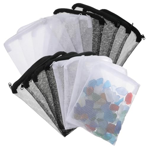 24 Pcs Mesh Bag for Aquarium Media, Aquarium Filter Media Bags Extra Fine 6.10×7.87 Inches with Zipper for Fish Tank Ceramic Rings Bio Balls(Black, White)