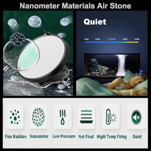 Carefree Fish Aquarium Nanometer Materials Air Stone Disk Fish Tank Hydroponics Bubble Stone Disc 1.4/2/4/6/8 Inch（Air Pump Not Included - size: 8 Inch