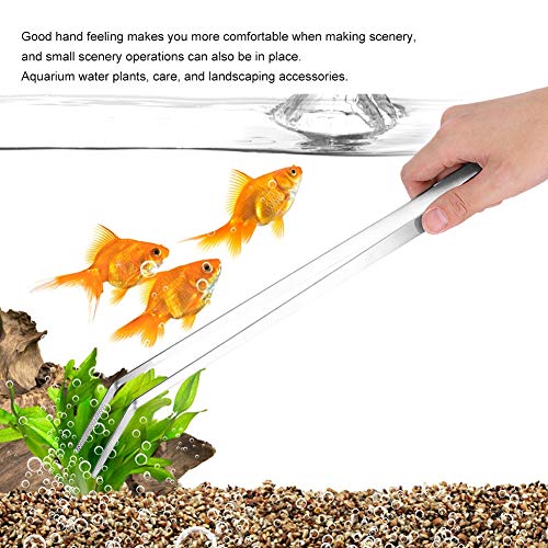 Stainless Steel Elbow Curved Tweezers for Aquarium Plants, 18.5 Inch Fish Tank Water Planting Tool - Durable Oxidation, Easy to Use for Aquarium Care and Landscaping
