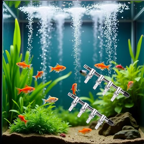JJLFresheners 4-Way Air Flow Control Lever Valve with Airline Tubing Connector for Aquarium (2 Pcs, Silver, White)