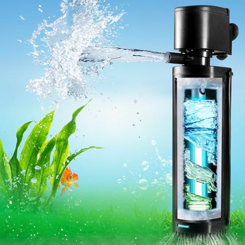 500GPH Aquarium Filter, UV Sterilizer for Aquarium for 75-200 Gallon, Submersible Pump Filter for Green Water Algae Clean, Ultra-Silent Green Killing Machine with Fish Tank & Turtle Tank Deodorization - size: Aquarium Filter for 75-200 Gallon