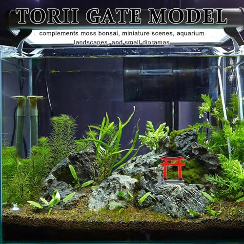 Yardwe Japanese Gate Altar Shelf Miniature Fish Garden Decor Precision Carved Japanese Temple Statue for Aquarium Fine Detail Landscape Decoration with Stone Bridge and Ornament - color: Assorted Color 1